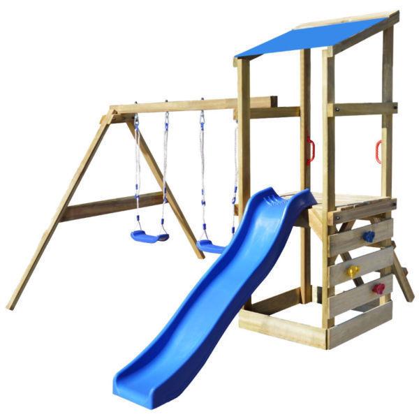 vidaXL Playhouse Set with Ladder, Slide and Swings 290x260x235 cm Wood(SKU272472)