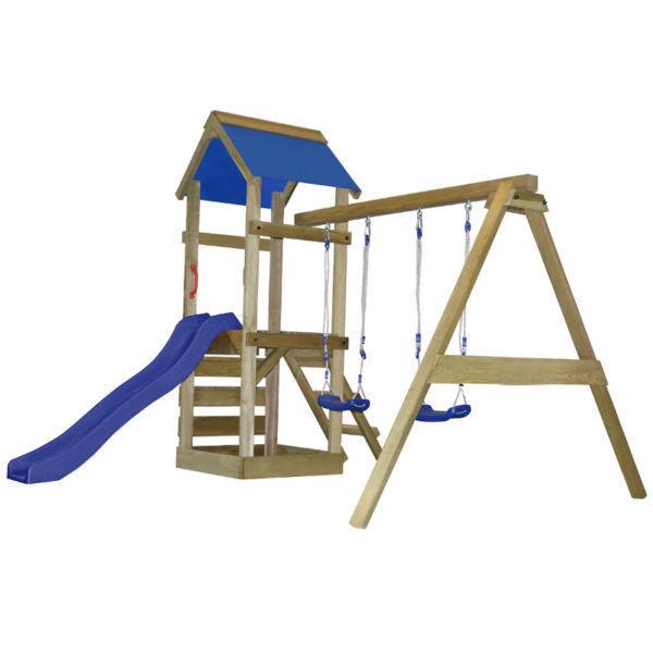 vidaXL Playhouse Set with Ladder, Slide and Swings 290x260x245 cm Wood(SKU273728)