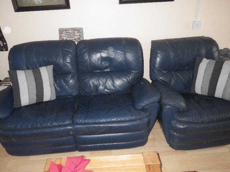Two setter soffa + 2 armchairs-real Italian leather