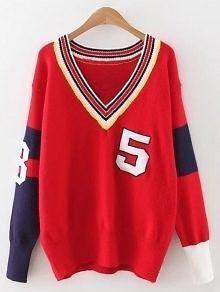 NEW Sports Color Block knitted Sweater