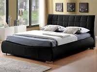 Luxury Black leather and Crushed velvet beds & Memory Foam mattresses
