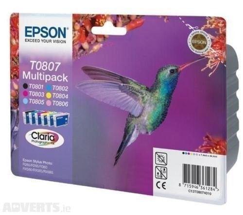 Genuine Epson T0807 Hummingbird Multipack Claria Ink Cartridges