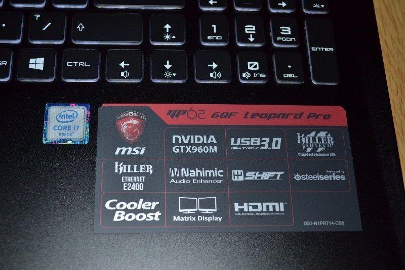 MSI GP62 Gaming Laptop, SSD, Core i7, DDR4
