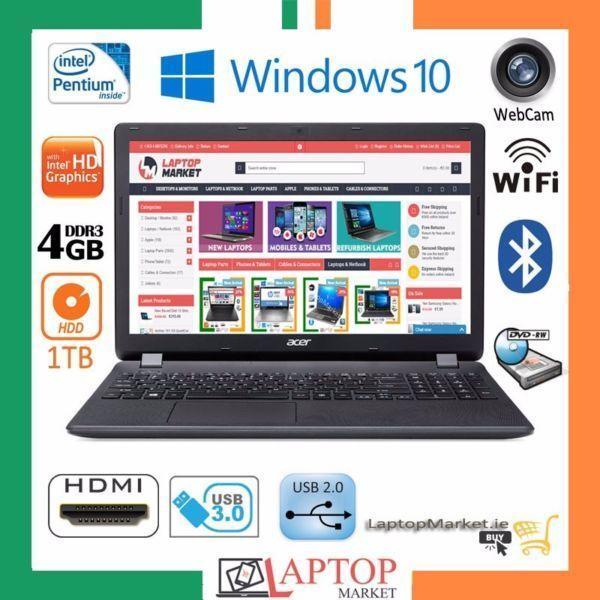 New Acer ES1 15.6 Massive 1TB Fast Intel Laptop Webcam HDMI Windows 10