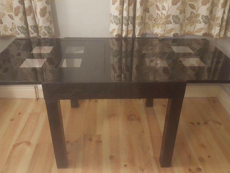Glass Table Black Foldable Nearly New Condition