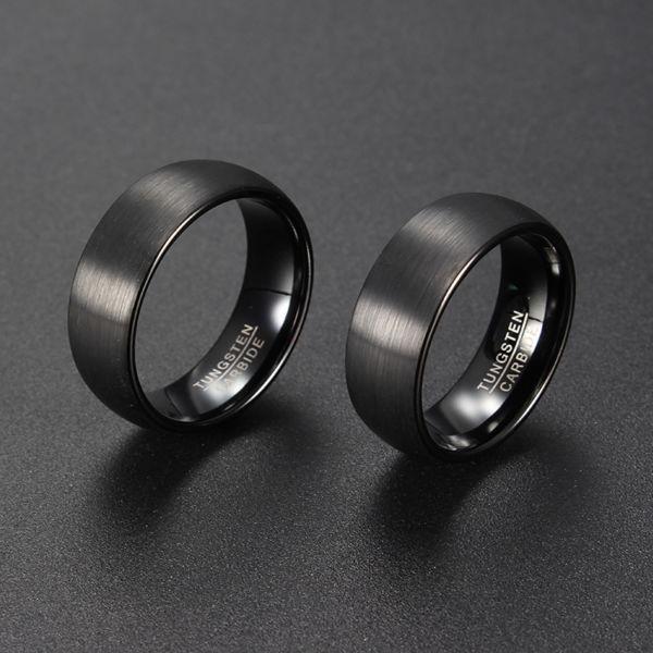 8mm tungsten black high polished men ring jewellery