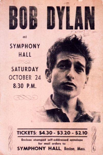 Bob Dylan - Symphony Hall - October 1964 - Rare Mini Print/Poster