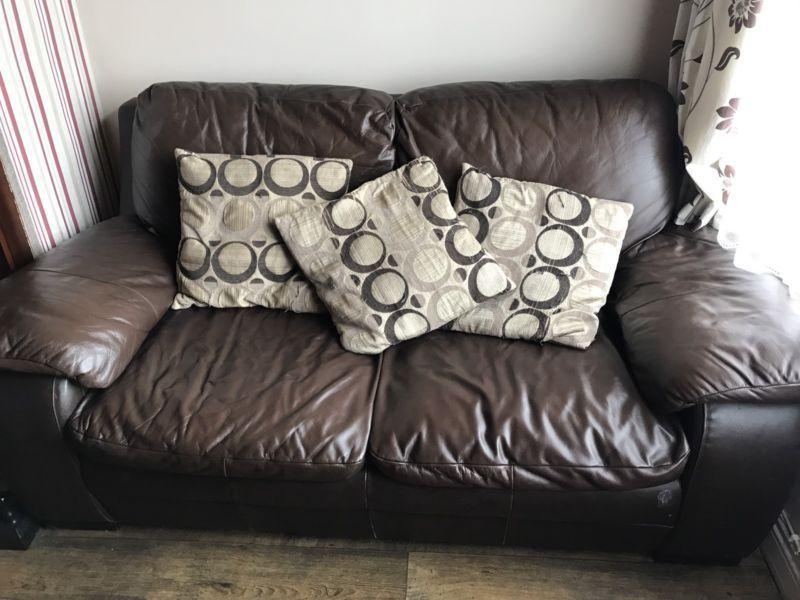 Brown Leather 2 Seater Couch