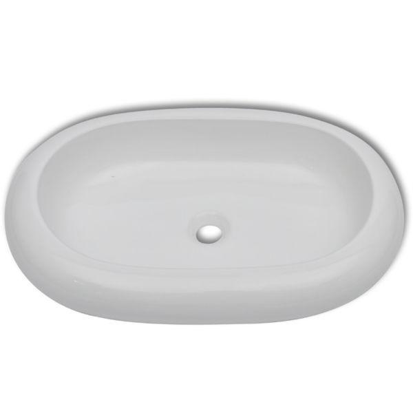 Bathroom Basins: Luxury Ceramic Basin Oval-shaped Sink White 63 x 42 cm(SKU140673)