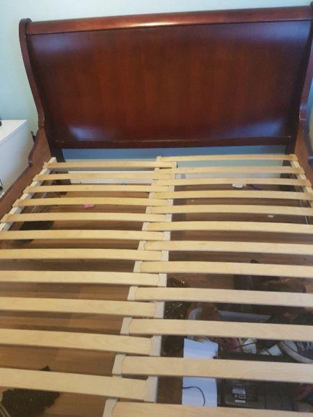 King size wooden sleigh bed