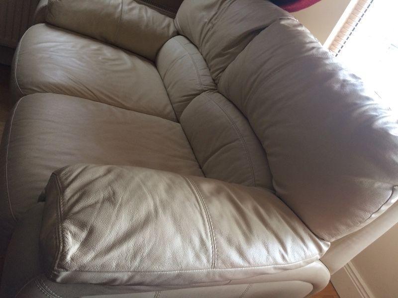 2 seater cream leather sofa