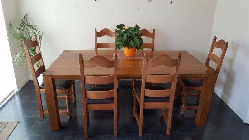 oak table 6 chairs