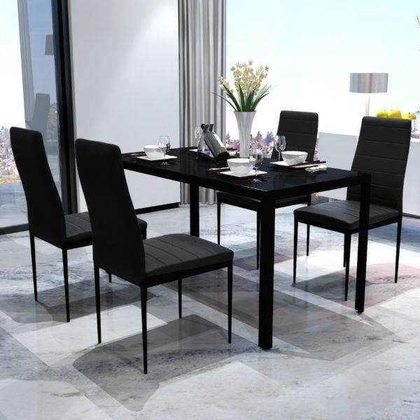 Contemporary Dining Set with Table and 4 Chairs Black(SKU241816)