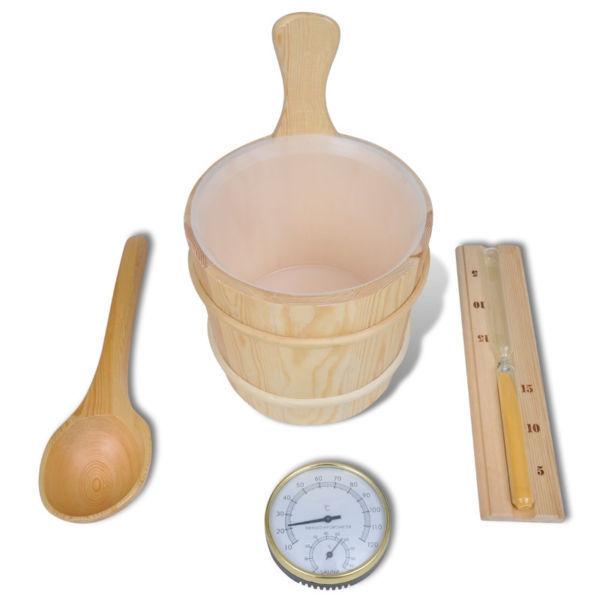 Pool & Spa:Sauna Accessories 5 Pieces Bucket Spoon Hourglass Hygrometer(SKU50245)