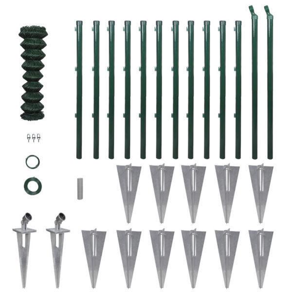 Fence Panels:Chain-Link Fence Set Posts Spike Anchors & Other Fittings 1,25 x 25 M(SKU140755)