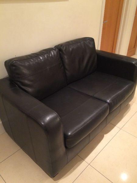 Compact 2 Seater Black Sofa Great Condition