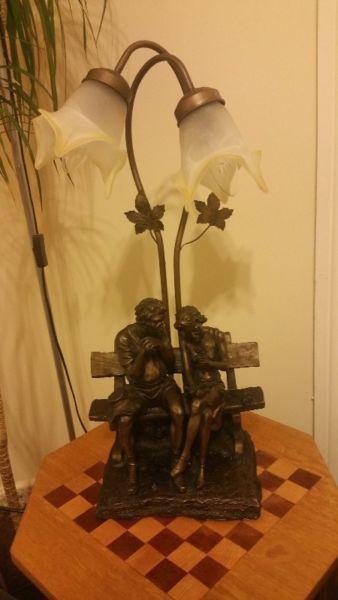 Antique figurine bronze lamp