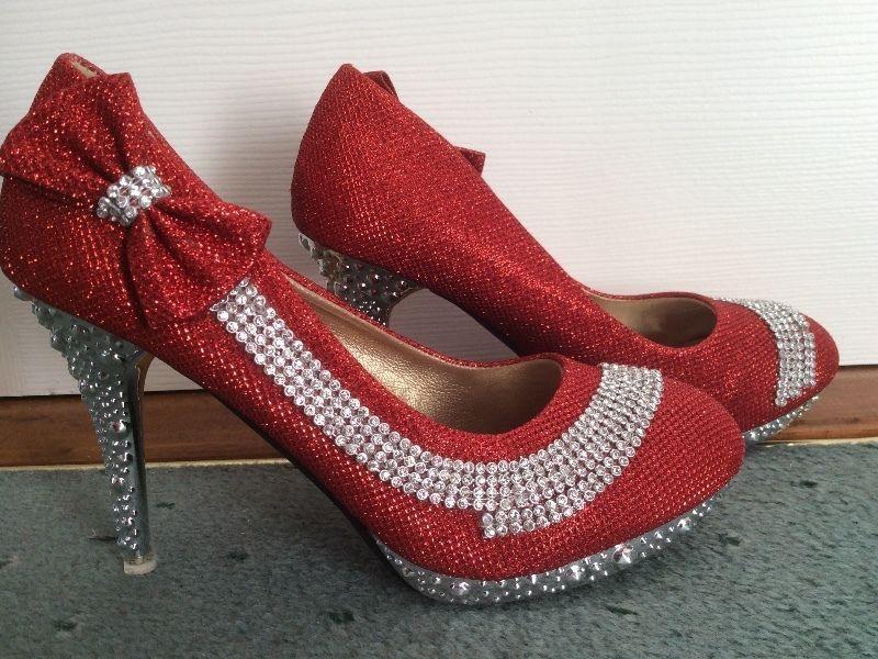 Stunning red and silver shoes size 6