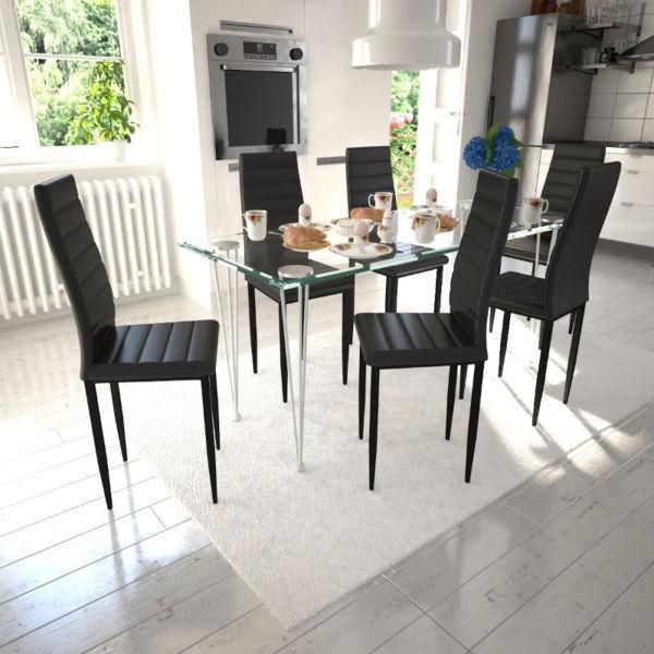 6 pcs Black Slim Line Dining Chair(SKU271842)