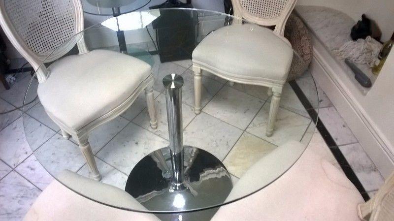 Round glass dining table & 4 chairs