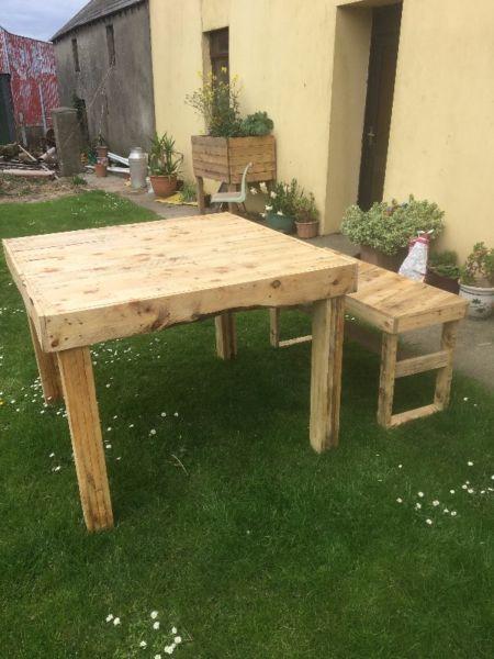 Handmade garden table and benchs