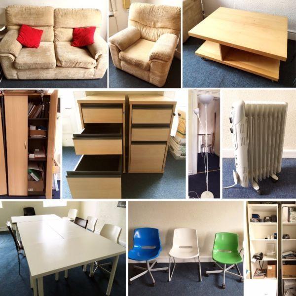 Office Furniture - Desks, chairs, shelves drawers, heaters and lamps available