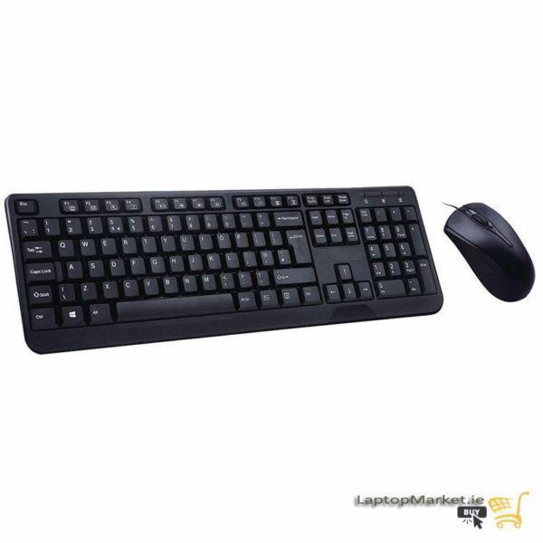 System Builder UK Layout USB Keyboard 800dpi Mouse Combo Set Black New