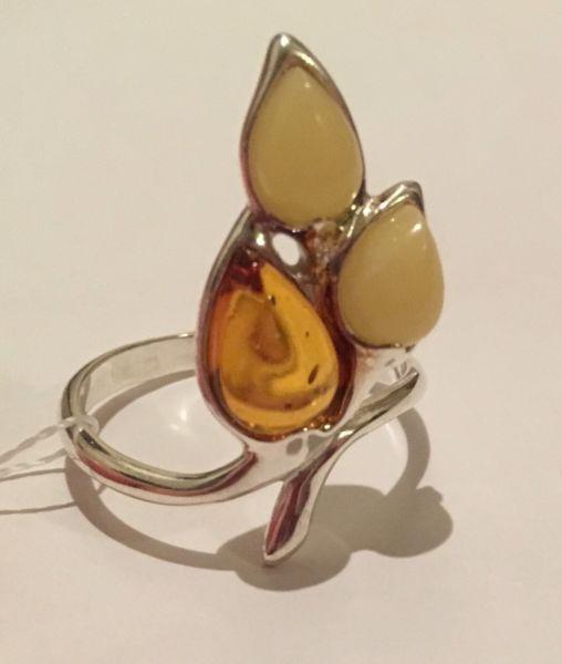 Silver and Baltic Amber ring