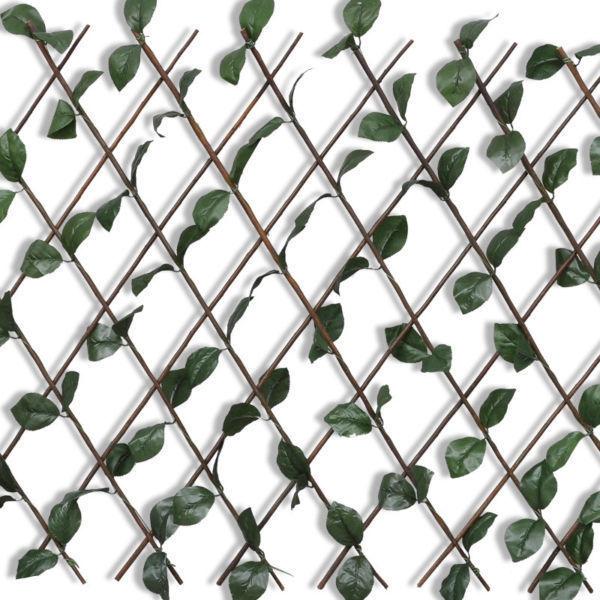 Fence Panels:Expandable Willow Trellis Fence 5 pcs with Artificial Leaves(SKU140913)