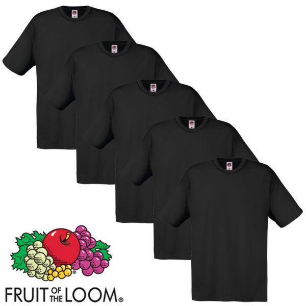 Shirts & Tops:5 Fruit of the Loom Original T-shirt 100% Cotton Black XL(SKU271959)