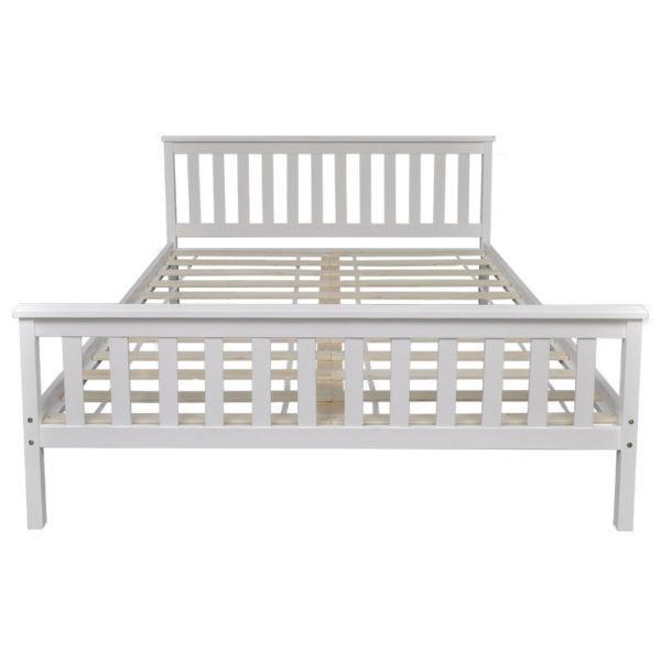Beds & Bed Frames:White Solid Pinewood Bed 200 x 160 cm(SKU242501)