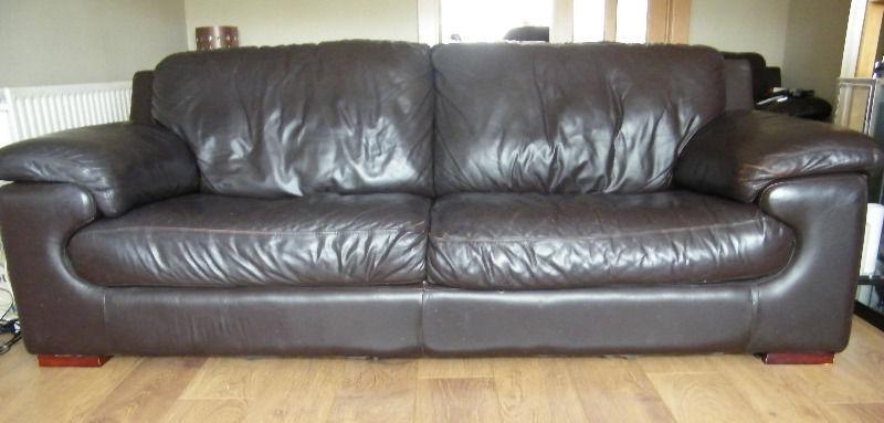 Leather Sofa And 2 Armchairs