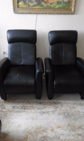 Two Recliner Black Chairs For Sale €75