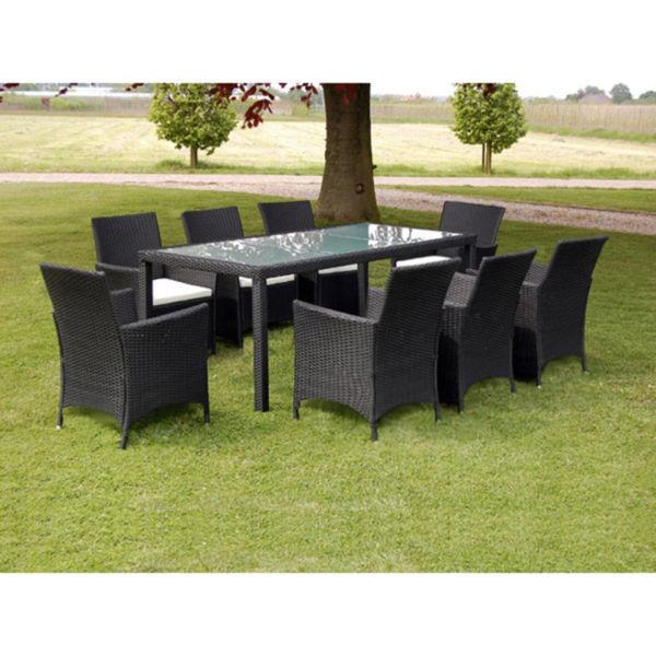Outdoor Furniture Sets:vidaXL 17 Piece Garden Furniture Set Poly Rattan Black(SKU41763)