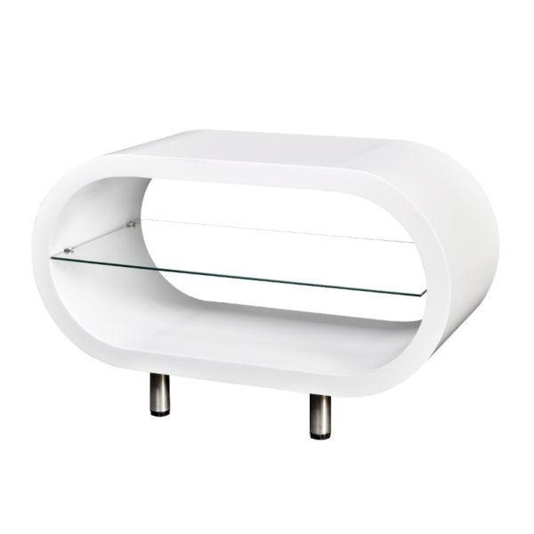 Coffee Tables:High Gloss White TV Stand Coffee Table Oval(SKU241312)