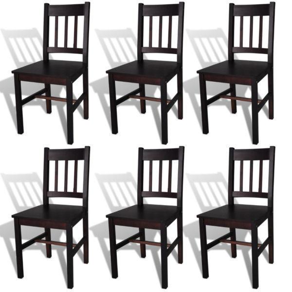Kitchen & Dining Room Chairs:6 pcs Brown Wood Dining Chair(SKU271499)