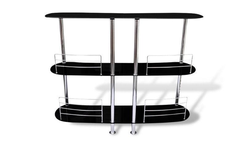 Kitchen & Dining Room Tables:Bar Stand Black Glass Chrome(SKU240236)