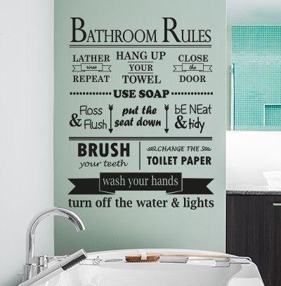 Bathroom rules wall decal sticker