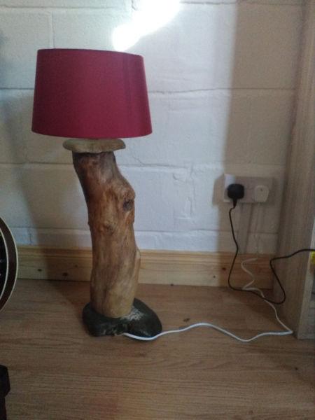 Large Table lamp - driftwood and stone