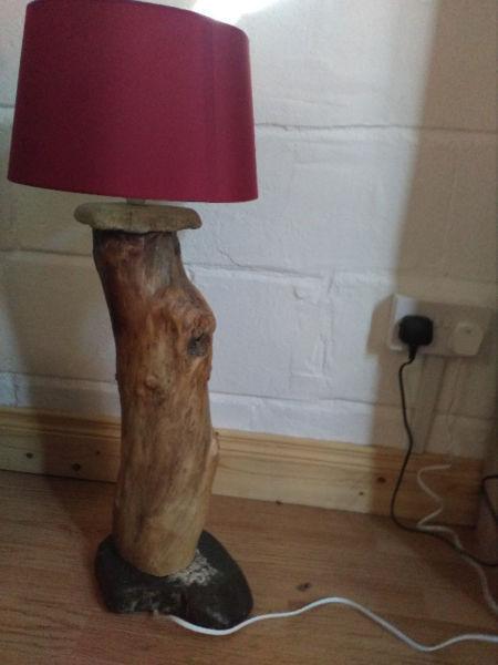 Large Table lamp - driftwood and stone