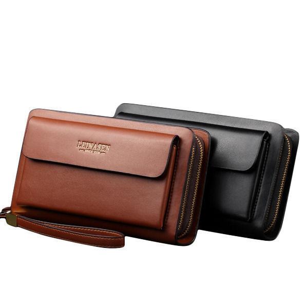 men business clutch handbag PU leather waterproof cell phone bag wallet