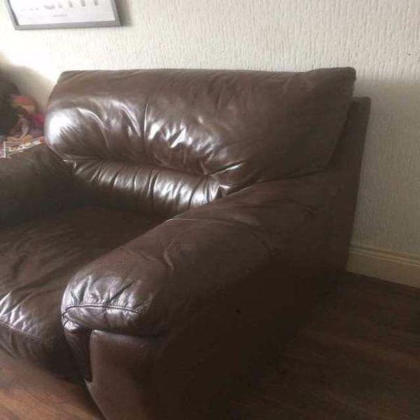 FREE TO COLLECT - Brown leather armchair