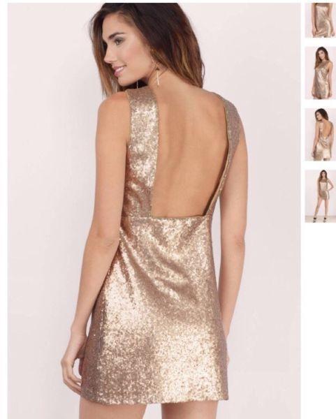 Tobi gold sequin dress NEVER WORN