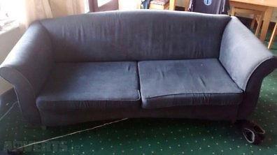 3 seater blue fabric sofa