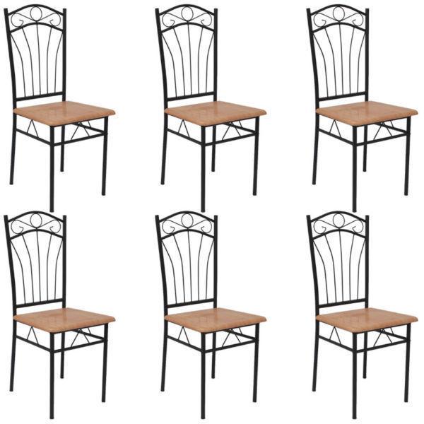Kitchen & Dining Room Chairs : vidaXL Dining Chairs 6 pcs Brown(SKU243191)
