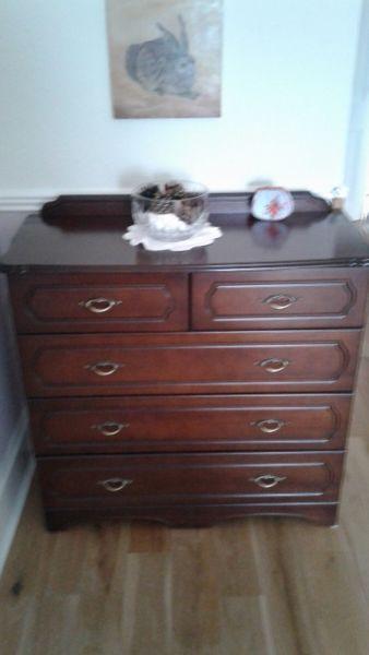 Mahogany chest of drawers and smaller matching unit