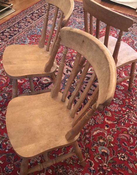 Set of eight solid wood chairs