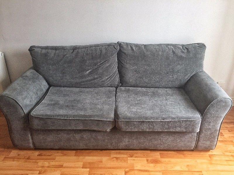 Vintage two-seat grey blue sofa