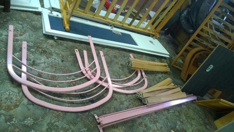 2 single pink beds ,steel frame