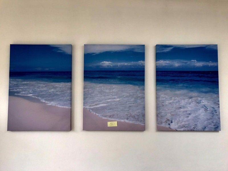 Large Set of Three Beach Paintings